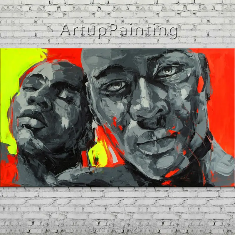 

Palette knife portrait Face Oil painting Character figure canva Hand painted Francoise Nielly wall Art picture 06-10-16