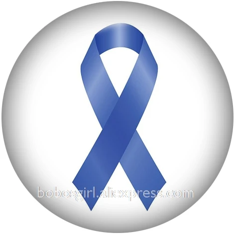 cancer ribbon glass snap button DIY jewelry Round photo cabochons flat back DA1134 - Окраска металла: A5504