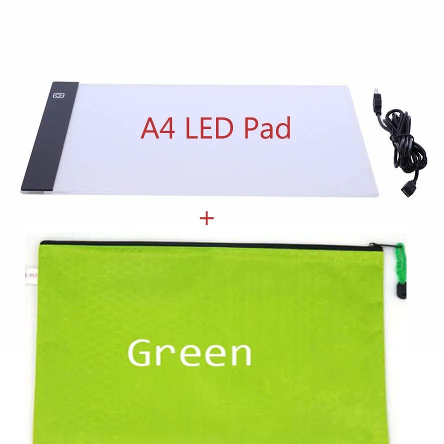 A4 led lightpad сумка daimond живопись аксессуары держатель для хранения чехол для переноски сумка на молнии для вышивки мозаичные инструменты подарок - Цвет: green a4 led