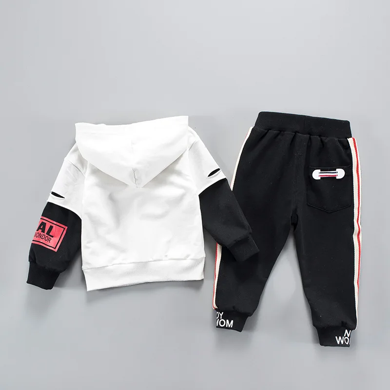 BibiCola/осенний комплект одежды для мальчиков, хлопковый спортивный костюм, костюм для детей, костюм с капюшоном детская спортивная одежда свитер с надписью+ штаны