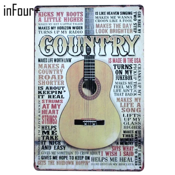 

[inFour+] New Music Gountry Metal Signs Home Decor Vintage Tin Signs Pub Vintage Decorative Plates Metal Wall Art Plaques