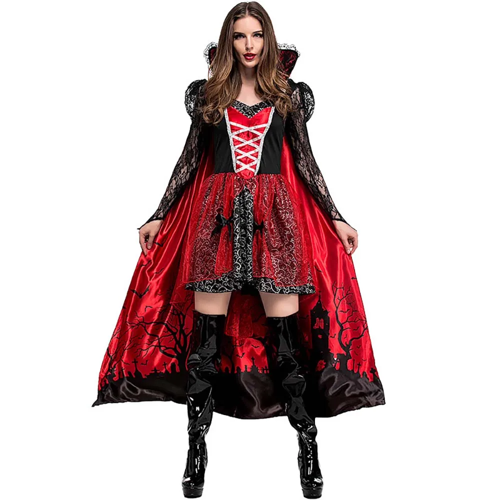 Goth Girl Costume Adult Gothic Outfit Vampire Halloween Fancy Dress