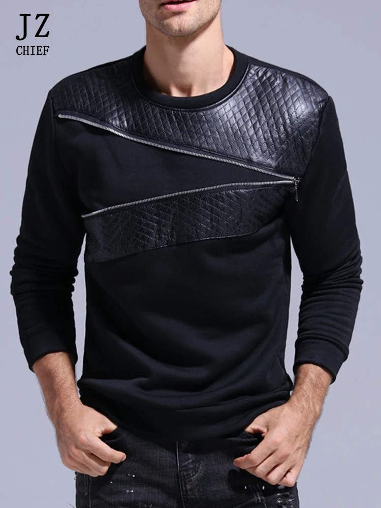 Men's Pullover Sweatshirt Casual Round Hoodies Sweatshirts Men No Hood