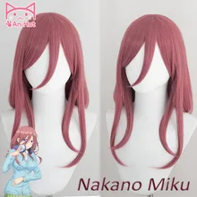 Anihut Nakano Miku, парик для косплея, аниме, Gotoubun No Hanayome, квинтаплеты для женщин, розовый, парик для косплея, Nakano Miku