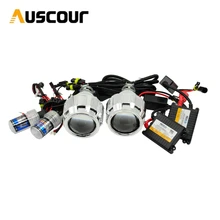 2pcs 2.5 inch hid bixenon Projector lens shroud 35W 6000K xenon ballast bulb car assembly kit fit for h1 h4 h7 car model Mofify