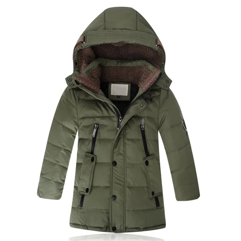 Детские зимние куртки до-30 градусов, стеганая детская одежда на утином пуху, год, теплое зимнее пуховое пальто для больших мальчиков, утепленная верхняя одежда