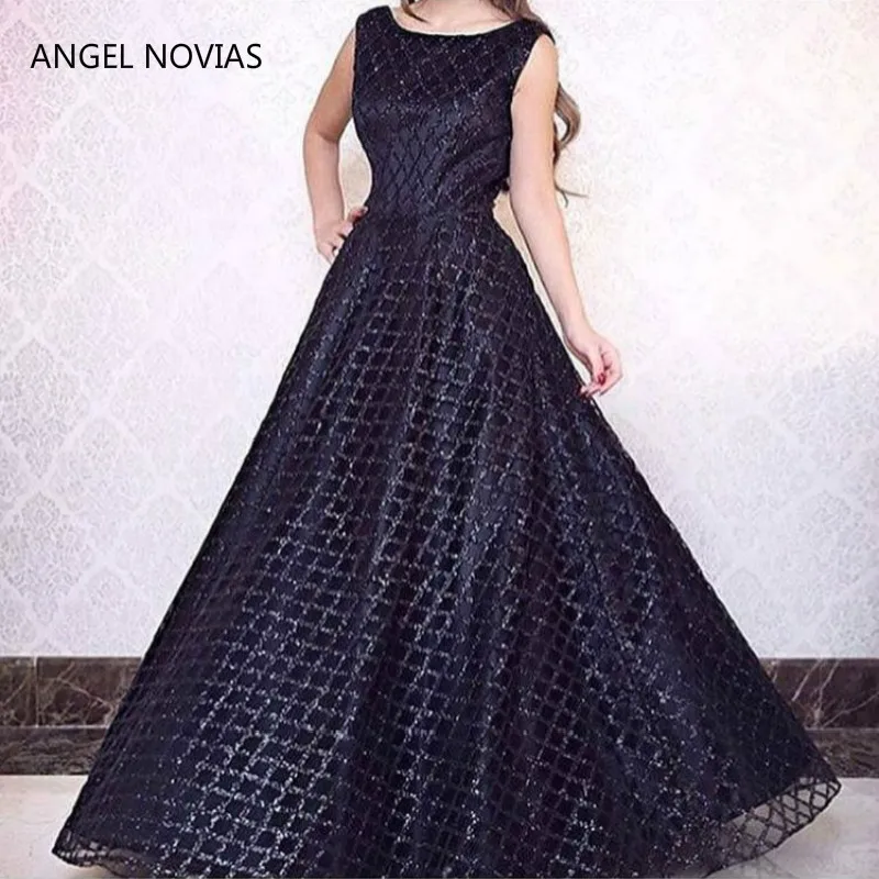 

Angel Novias Long Black Glitters Abendkleider Arabic Evening Dress 2018 Kaftan Dubai Party Dresses vestido de gala