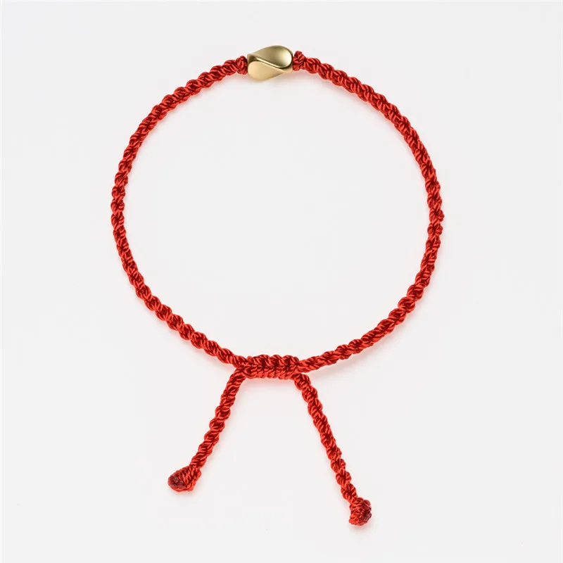 

New Handmade Tibetan Gold Color Copper Bead Lucky Rope Charm Bracelet For Women Men Adjustable Size Red Thread Bracelets Jewelry