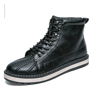 

Nice Winter Warm Men Boots Fashion British Russian Leather Lace Up Ankle Male Shoes Size28-77 Teenager Non-slip Snow Footwear