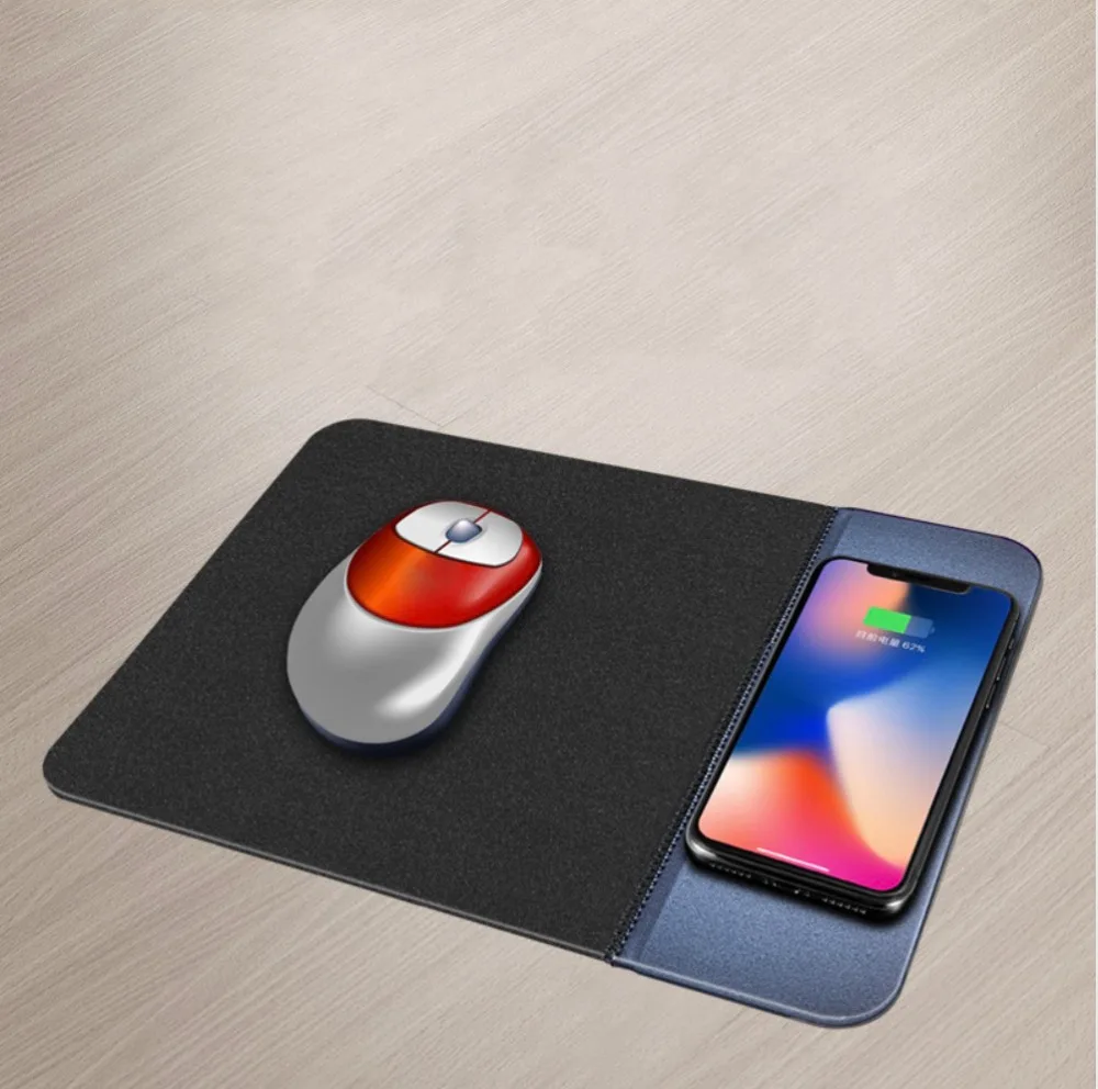 

Mobile Phone Qi Wireless Charger Charging Mouse Pad Mat PU Leather Mousepad for iPhone X/8 Plus Samsung S8 Plus /Note 8 Xiaomi