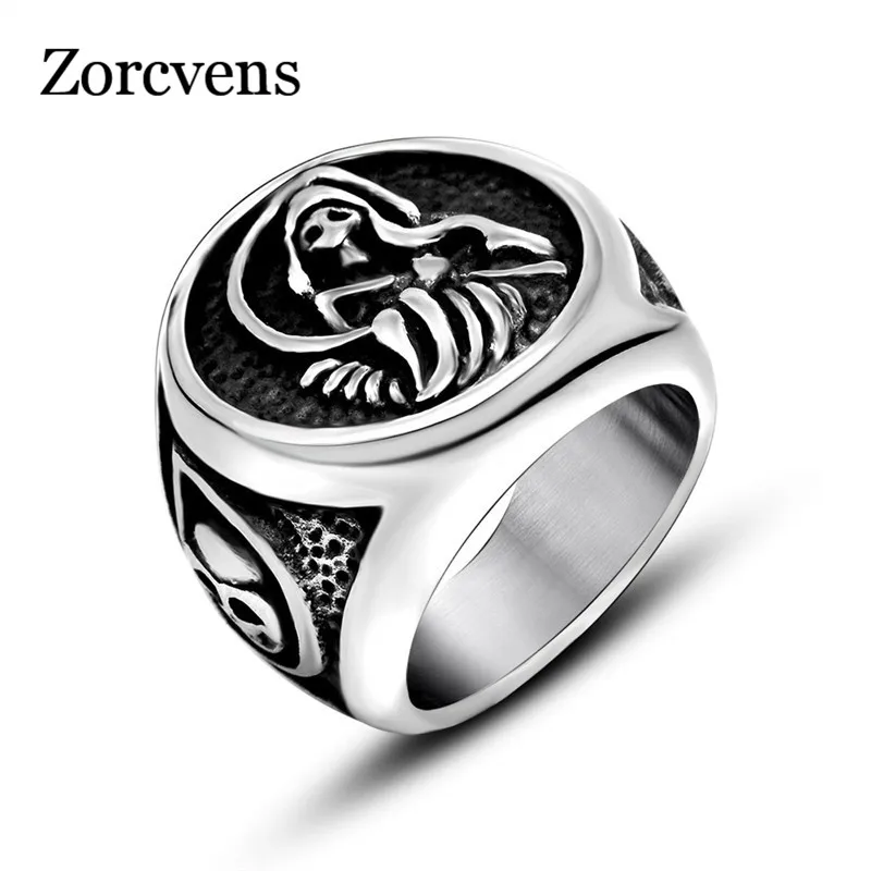 

LETAPI Vintage Stainless Steel Casted Grim Reaper Skull Tribal Biker Mens Ring