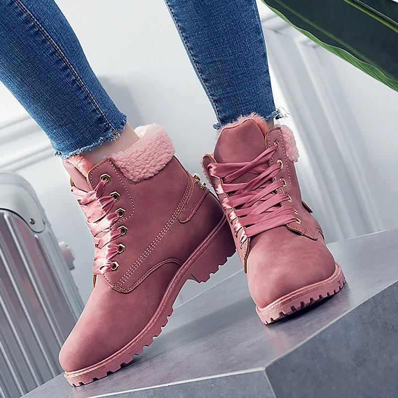 

Women Hiking Boots 2018 Hot Winter Shoes Woman Warm Plus Velvet Sneakers Women Martin Pu Leather Comfortable Sports Shoes Women