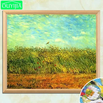 

Van Gogh Famous Painting "Wheat Field with a Lark" 5D DIY Diamond Painting Full Square Diamond Embroidery Rhinestones Picture