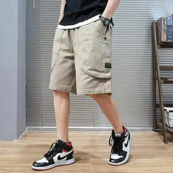 

M-5XL 3 Colors Elastic Waist Cargo Shorts for Men Plus Size Multi Pockets Workout Stereetwear Casual Shorts Summer Men XXXXXL