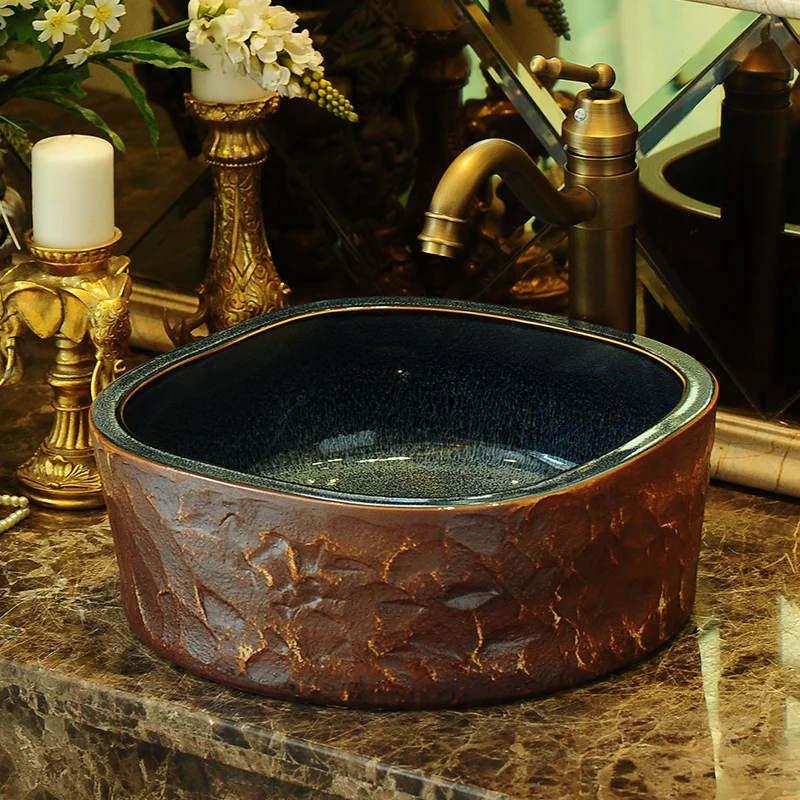 Spessore Rotondo Lavabo In Ceramica Retro Fase Pentole In Lavabi