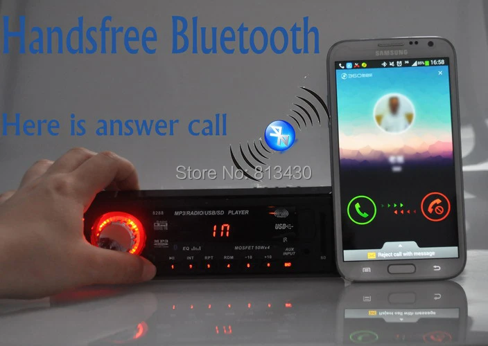 Автомобиль, Радио стерео плеер Bluetooth телефон AUX-IN MP3 FM/USB/1 Din/Remote Управление для iPhone/для samsung Android bluetooth12V аудио