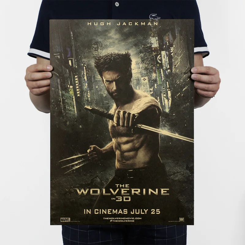 

Hugh Jackman/X-Men Wolverine/classic Action movie/kraft paper/bar poster/Retro Poster/decorative painting 51x35.5cm
