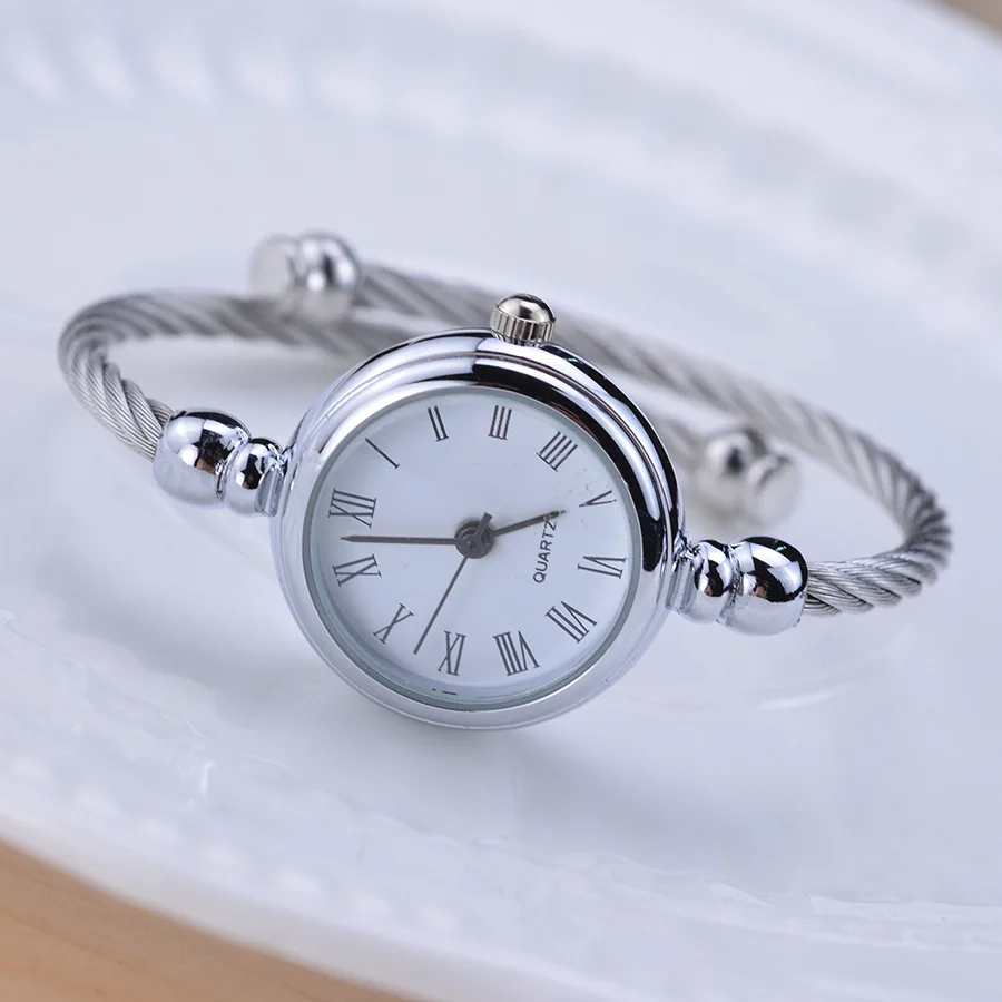 Простые Серебряные женские часы-браслет элегантный маленький браслет женские часы Ulzzang модный бренд Римский циферблат Ретро женские наручные часы