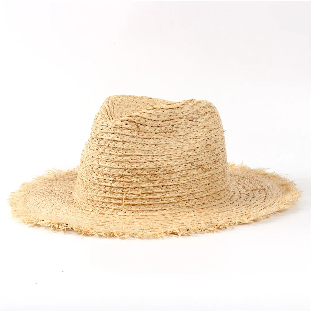 

Raffia Straw Sun Hat Summer Women Travel Beach Sun Hat Elegant Lady Wide Brim Fascinator Panama Sunbonnet Sunhat Size 56-58CM