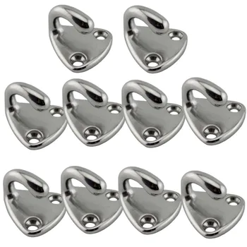 

10pcs Marine 316 Stainless Steel Mini Boat Fender Hook Carabiner Pad Eye Marine Sailing Silver Fender Hooks 27mm x 27mm