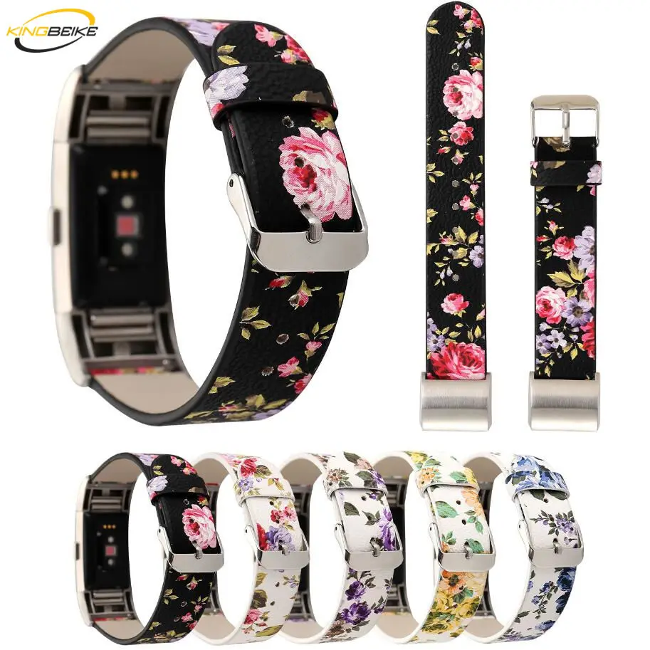 

KINGBEIKE 5 Colors 100% Genuine Leather WatchBands For Fitbit Charge 2 Watch Band Smart Watch Strap
