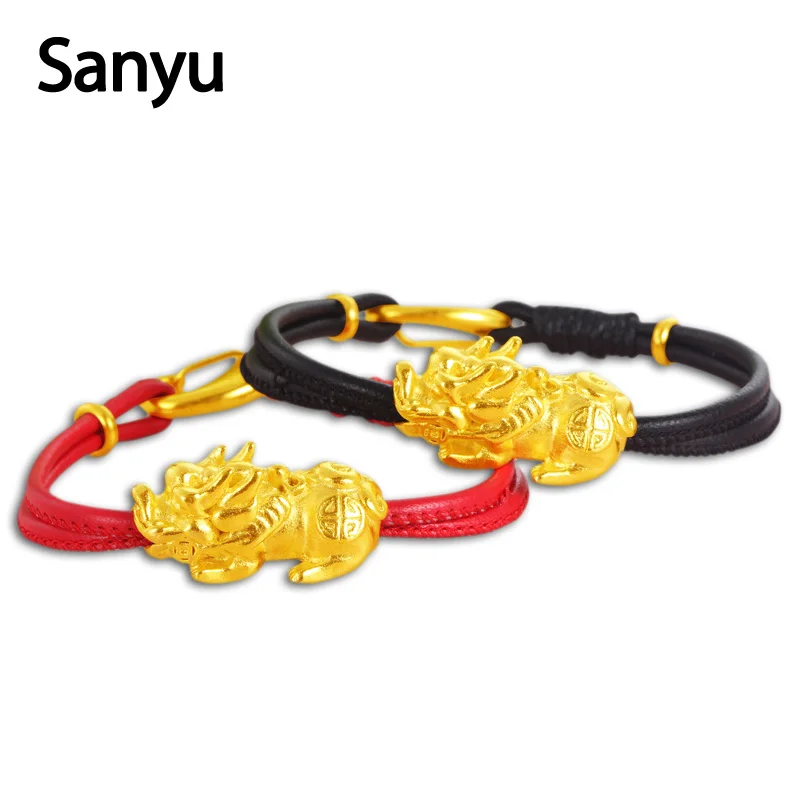 

2019 New Arrival Gold PIXIU Bracelet for Women Men Feng Shui Bracelets Leather Strap Pi Xiu Bracelets Bring Lucky Health Courage