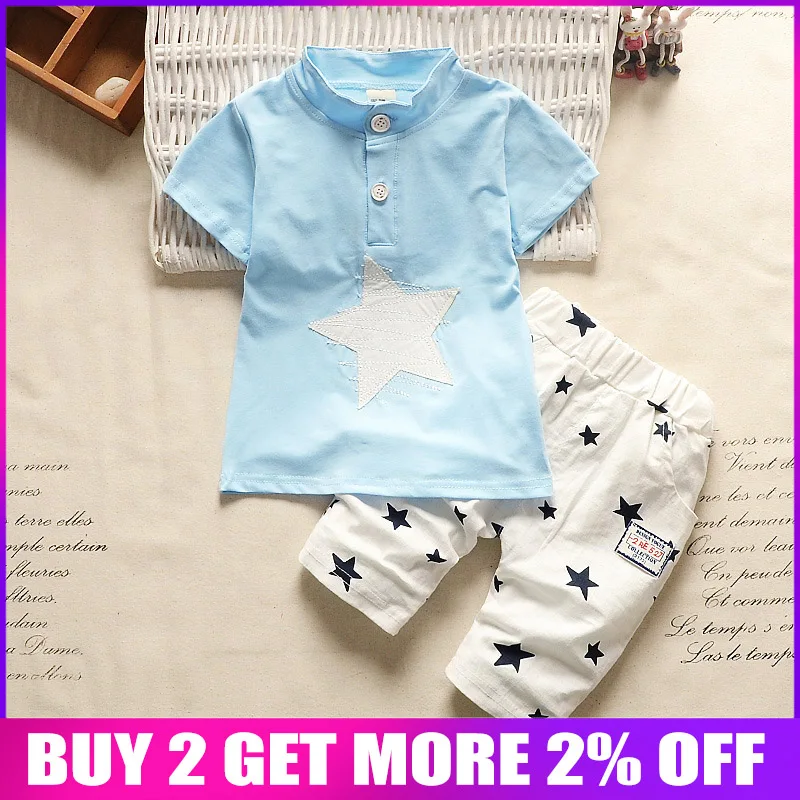 

BibiCola Baby Boys Summer Clothing Sets Kids Children Clothes Pentagram New Summer Boys Clothes Set T-shirt + Shorts