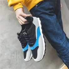 2018 New Men's Sport Sneakers Breathable Wear-resistant Casual PU Jogging Shoes Color Matching Soft Running Sneakers for Men