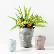 В скандинавском стиле креативная керамическая ваза с человеческим лицом Геометрическая абстрактная домашняя гостиная украшение Цветочная композиция художественный цветок