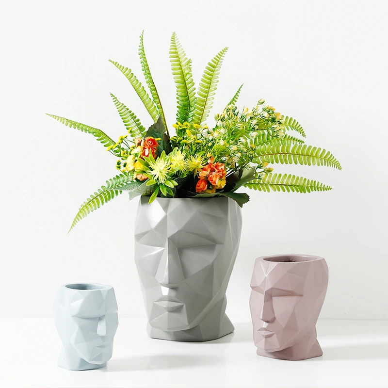 

Nordic style Creative human face Ceramic vase geometric abstract Home living room decoration Flower arrangement Art flower