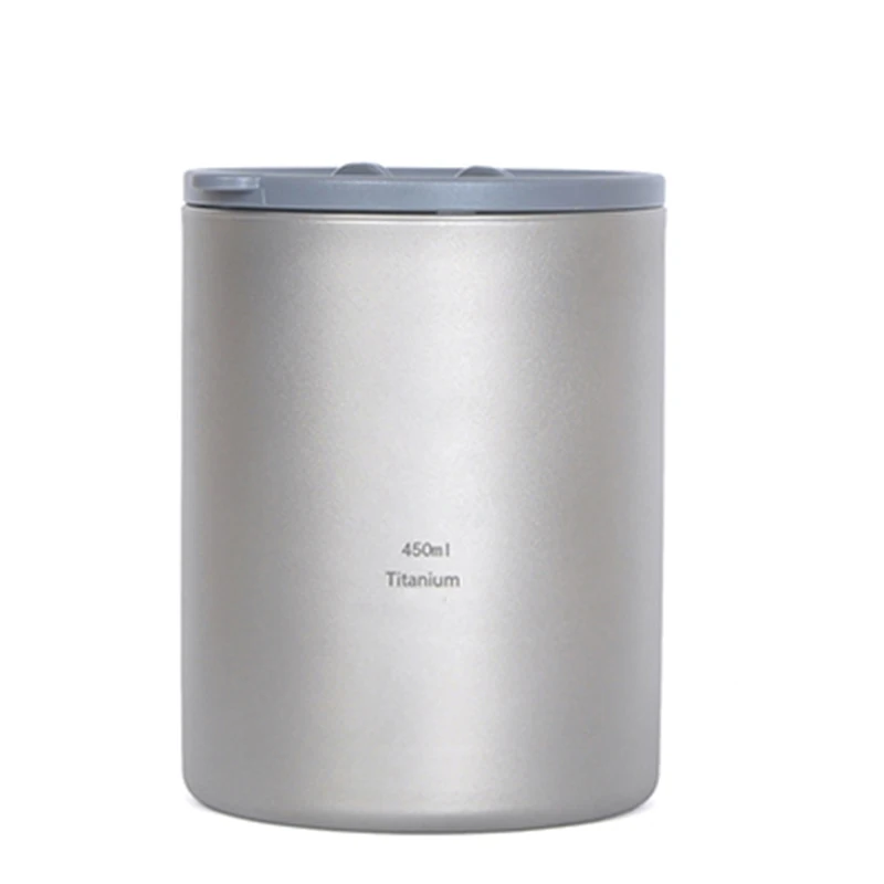 Keith mi botella 450 mL titanio de doble pared con tapa de vidrio de agua sin olor anti-ácido Vasos y copas taza camping senderismo 152G ti3340