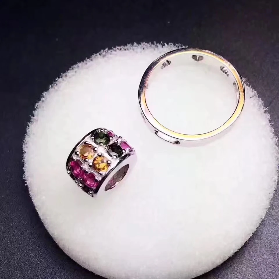 Naturel multicolore tourmaline gem pendentif pierre précieuse naturelle pendentif collier S925 arge