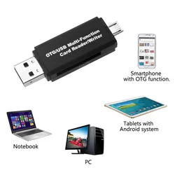 Lecteur de cartes SD, Micro USB, OTG vers USB 2.0, multifonction, adaptateur pour ordinateur portable, téléphone Android, EM88 