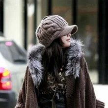 Модная женская остроконечная шапка, зимняя теплая шапка, вязанная повязка, уличные шапки TY53