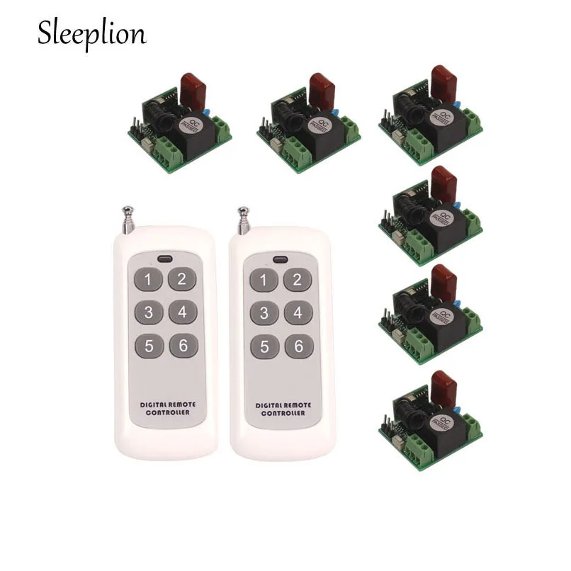 

Sleeplion wireless relay 220v remote control switch 10A Relay 1CH Wireless RF Remote Control Switch 2 Transmitter+6 Receiver
