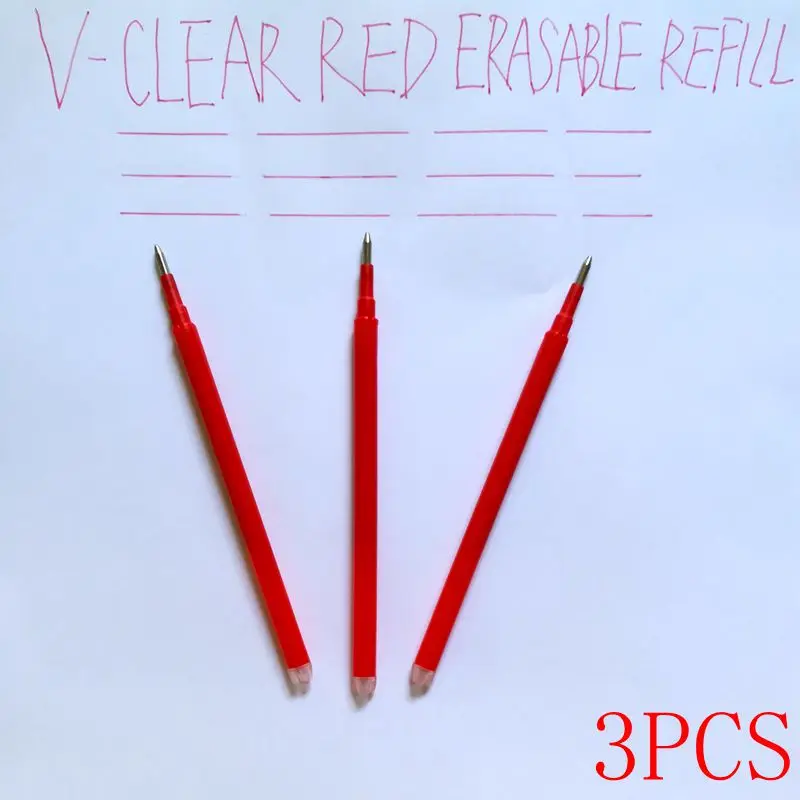 VCLEAR 0,7 мм стираемая гелевая ручка с ластиком прозрачная пластиковая трубка волшебная ручка Тепловая ручка с исчезающими чернилам школьная Ручка frixion канцелярские принадлежности - Цвет: 3 pcs Red Refill
