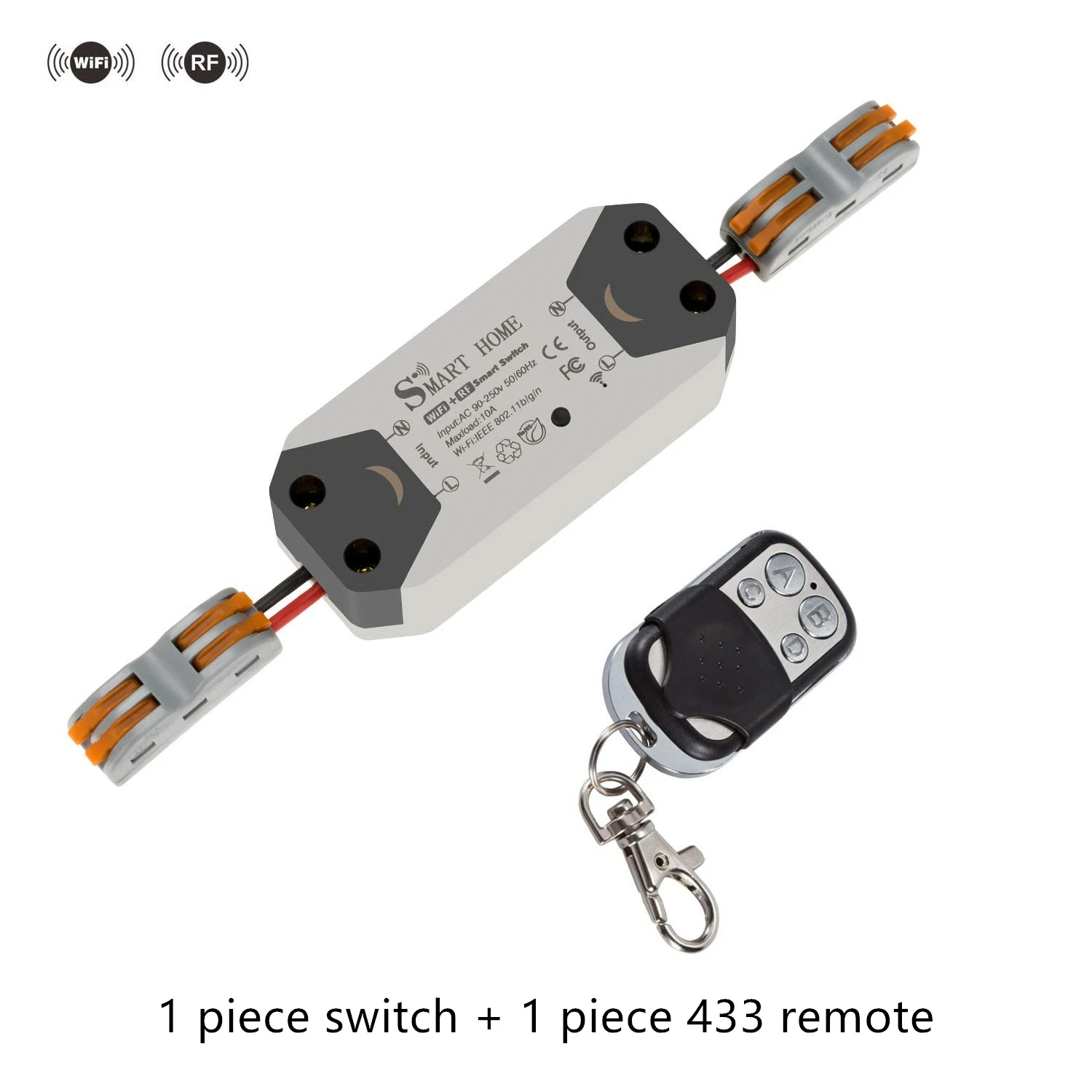 Alexa совместимый Wi-Fi+ RF 433 выключатель 1 канал WiFi переключатель беспроводной светильник выключатель 90-250 В пульт дистанционного управления таймер умный дом - Комплект: 1 switch 1 remote