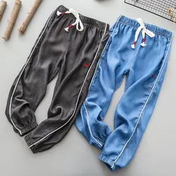 2019 летние новые стильные хлопковые противомоскитные штаны Tiansi для мальчиков. Детские От 3 до 9 лет тонкие дышащие свободные джинсы