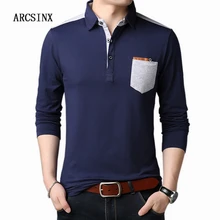 ARCSINX/мужские рубашки поло с длинными рукавами, брендовая осенне-зимняя модная футболка поло для мужчин, повседневная английская Мужская рубашка поло, Мужское поло