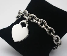 Joyería de moda de acero Inoxidable de plata amor del corazón pulseras del encanto para las mujeres de la cadena y del acoplamiento pulsera brazalete corazón para parejas 20.5 cm