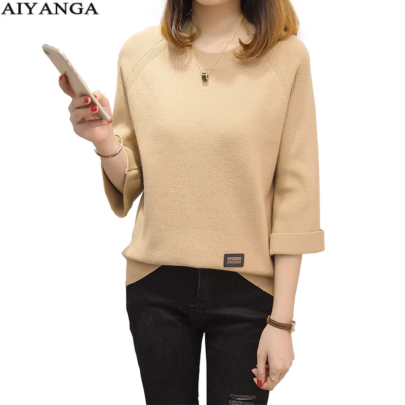 

Winter Sweater For Women 2018 Autumn Plus Size Elegant Pullovers Female Casual Long Knitted Tops Christmas Sweaters AIYANGA