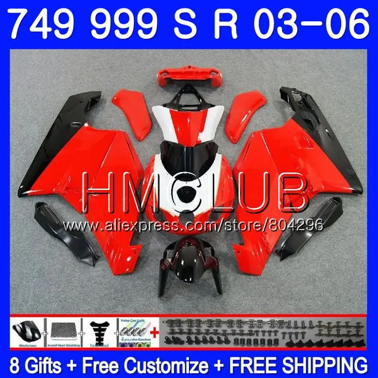 

Glossy red Body For DUCATI 749-999 749 999 03 04 749S 999S 05 06 133HM14 749 999 S R 749R 2003 2004 999R 2005 2006 Fairing kit