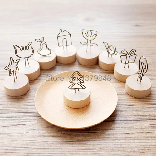 

9pcs/lot Creative wooden cartoon paperclip /message clip/wooden clip / Paper Clip