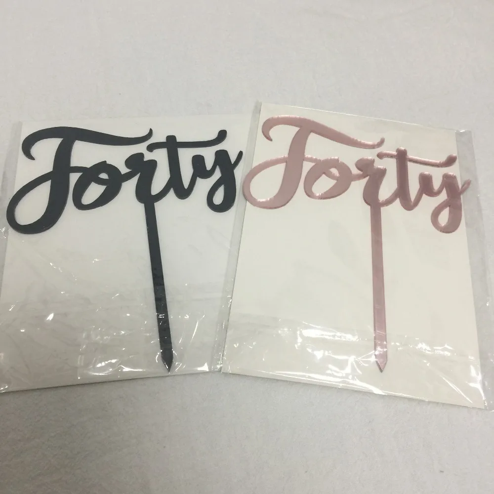 Forty Acrylic black and rose gold 40th birthday cake topper (4)