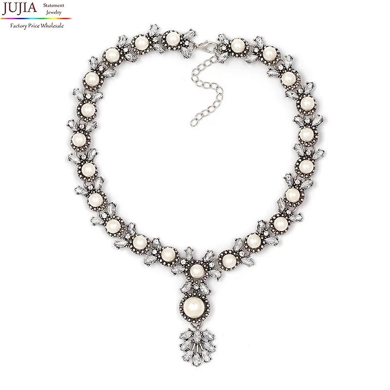 JUJIA NEW Z fashion necklace collar choker simulated pearl pendant Necklaces Pendants costume statement Necklaces for