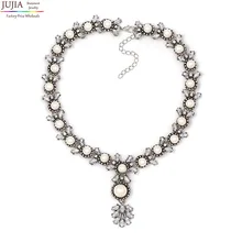 Jujia nuevo z collar choker collar de moda simulado perla colgante collares y colgantes vestuario collares declaración para las mujeres