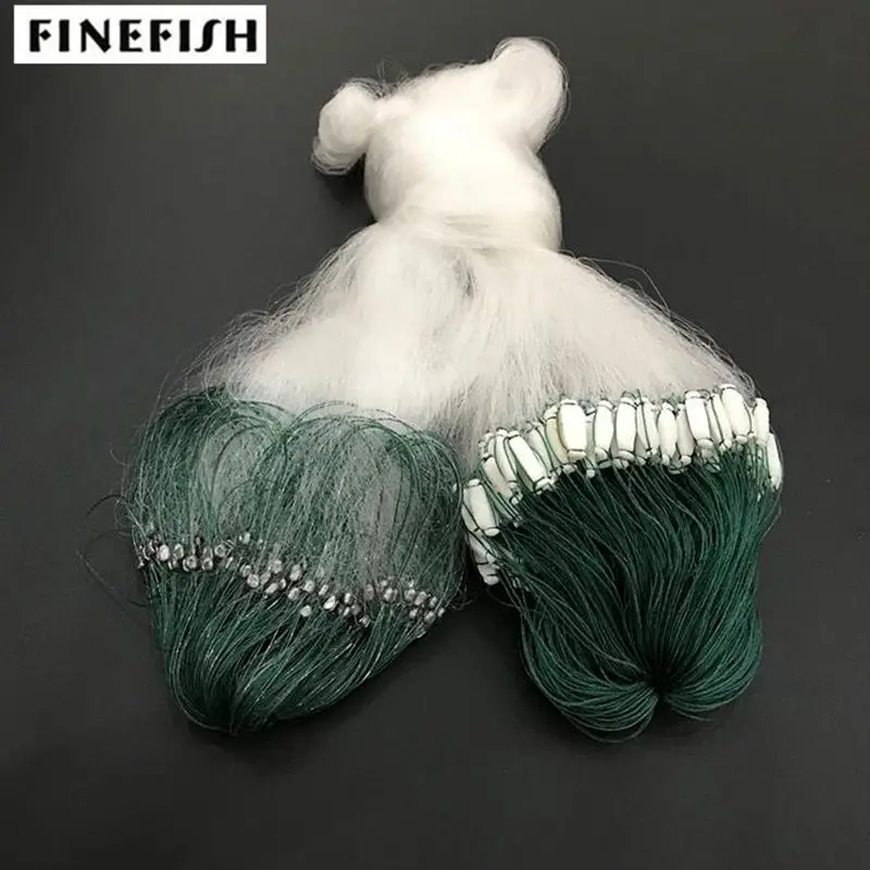 Finefish 3 Layers 4*100M Hunting Catch Fishing Net Monofilament Trap Gill Network With Float Outdoor Sport Fish Gillnet | Спорт и