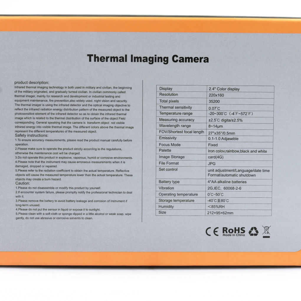 HT-04 IR Digital Thermal Imager Camera 2.4inch Handheld Infrared Thermometer 220x160 Resolution with 4G SD Card