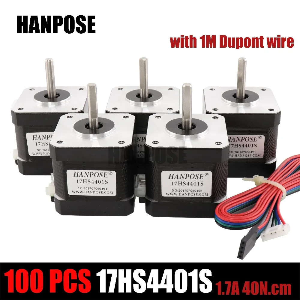 100 шт. 17HS4401-S шаговый двигатель 3D-принтеры- Nema17 для 12VDC, 4000g. См, 40 мм(длина), 4 свинцово-черный