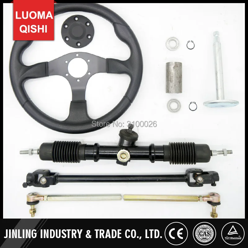 350mm Steering wheel 540mm Gear Pinion 490mm U Joints Tie Rod Fit For DIY China Go Golf Kart Buggy Karting UTV Bike Parts